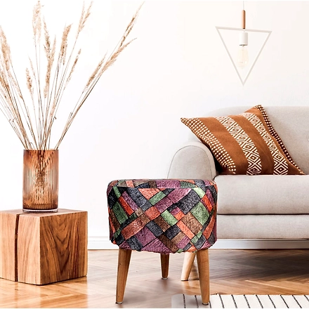 Vibrant Printed Wooden Stool for Living Room-(Set of 2)-1