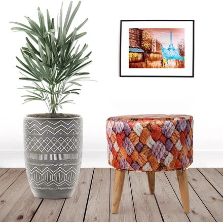 Vibrant Printed Wooden Stool for Living Room (Set of 2)-2