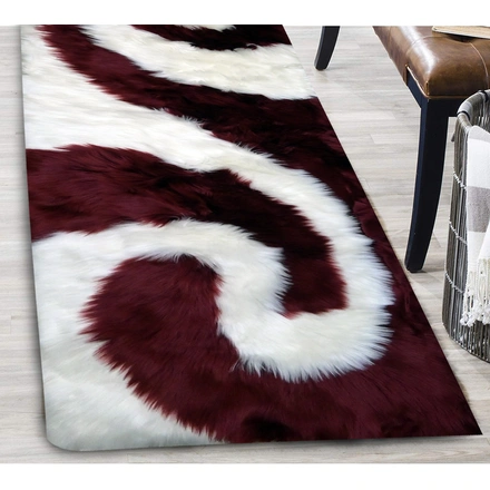 Red And White  Faux Fur Rug-1