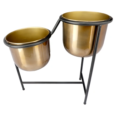 Dual Metal Planter With Stand-1