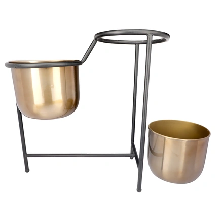 Dual Metal Planter With Stand-2