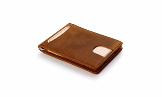 Slim Bifold Leather Minimalist Front Pocket Customized Wallets for Men with Money Clip