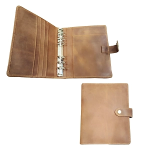 High Quality Leather Professional Organizer 6 ring binder portfolio