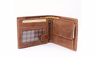 Leather Men's Bifold Wallets Front Pocket Wallet With RFID Blocking & Coin Slot