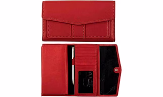 Preppy Red Leather Ladies Wallet/ Clutch/ Purse