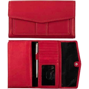 Preppy Red Leather Ladies Wallet/ Clutch/ Purse