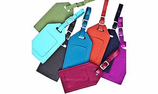 Luggage Tag In Multiple Color With Privacy Cover | Leather Luggage Tag