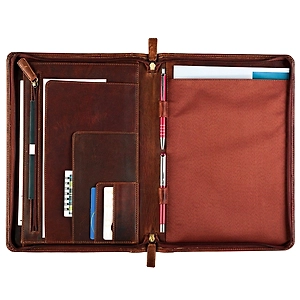 Genuine Leather Conference Folders with Zip Closure