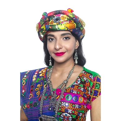 S H A H I T A J Satin Kathiyawadi Navratri or Gujarati Safa Pagdi Turban Multi-Colored for Kids and Adults (RT420)-ST43_18
