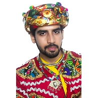 S H A H I T A J Satin Kathiyawadi Navratri or Gujarati Safa Pagdi Turban Multi-Colored for Kids and Adults (RT425)