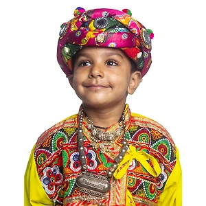 S H A H I T A J Satin Kathiyawadi Navratri or Gujarati Safa Pagdi Turban Multi-Colored for Kids and Adults (RT426)