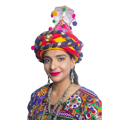 S H A H I T A J Cotton LED Kathiyawadi Navratri or Gujarati Safa Pagdi Turban Multi-Colored for Kids and Adults (RT31)-18-3