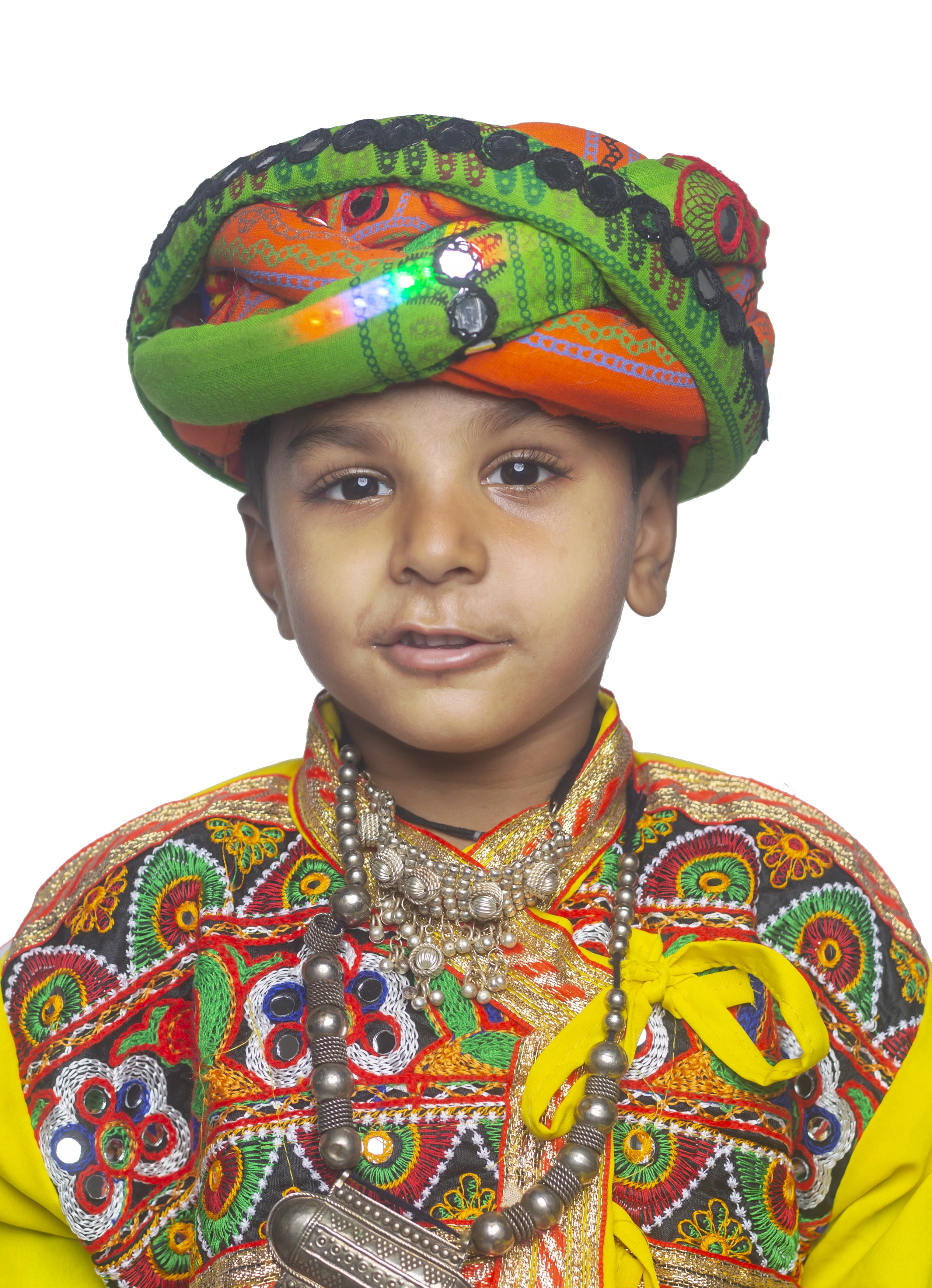 S H A H I T A J Cotton LED Kathiyawadi Navratri or Gujarati Safa Pagdi  Turban Multi-Colored for Kids and Adults (RT25) | Shahi Taj | Since 1960