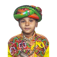 S H A H I T A J Cotton LED Kathiyawadi Navratri or Gujarati Safa Pagdi Turban Multi-Colored for Kids and Adults (RT33)