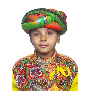 S H A H I T A J Cotton LED Kathiyawadi Navratri or Gujarati Safa Pagdi Turban Multi-Colored for Kids and Adults (RT33)