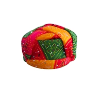 S H A H I T A J Traditional Rajasthani Jaipuri Multi-Colored Adjustable Gol Holi Pagdi Safa or Turban for Kids and Adults (RT419)
