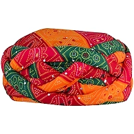 S H A H I T A J Traditional Rajasthani Synthetic Adjustable Vantma or Barmeri Holi Pagdi Safa or Turban Multi-Colored for Kids and Adults (RT418)