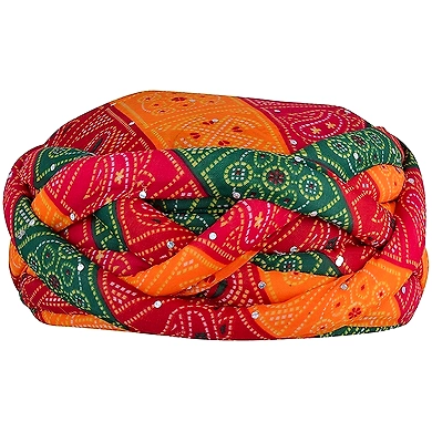 S H A H I T A J Traditional Rajasthani Synthetic Adjustable Vantma or Barmeri Holi Pagdi Safa or Turban Multi-Colored for Kids and Adults (RT418)-ST79_23