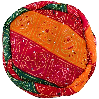 S H A H I T A J Traditional Rajasthani Synthetic Adjustable Vantma or Barmeri Holi Pagdi Safa or Turban Multi-Colored for Kids and Adults (RT418)-18-3