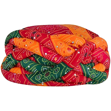 S H A H I T A J Traditional Rajasthani Synthetic Adjustable Vantma or Barmeri Holi Pagdi Safa or Turban Multi-Colored for Kids and Adults (RT418)-18-4