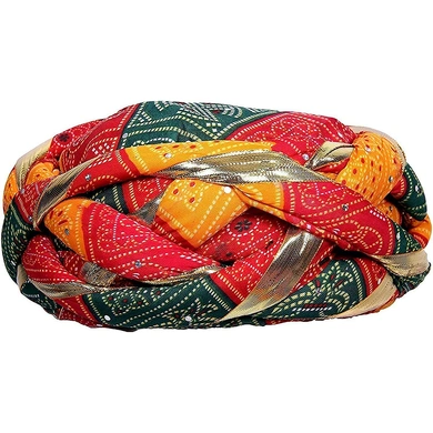 S H A H I T A J Traditional Rajasthani Synthetic Adjustable Vantma or Barmeri Holi Pagdi Safa or Turban Multi-Colored for Kids and Adults (RT02)-ST80_18andHalf