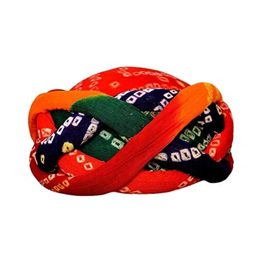 S H A H I T A J Traditional Rajasthani Cotton Bandhej Adjustable Vantma or Barmeri Holi Pagdi Safa or Turban Multi-Colored for Kids and Adults (RT16)-ST94_20andHalf