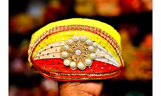 S H A H I T A J Traditional Rajasthani Cotton Mewadi Pagdi or Turban Multi-Colored for Kids and Adults (MT45)
