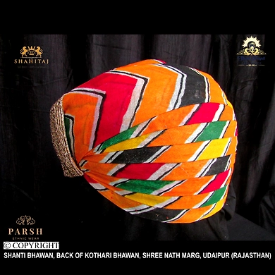 S H A H I T A J Traditional Rajasthani Cotton Mewadi Pagdi or Turban Multi-Colored for Kids and Adults (MT61)-18-4