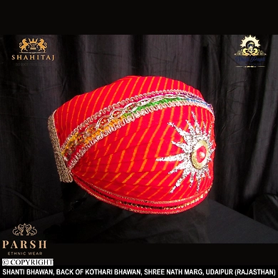 S H A H I T A J Traditional Rajasthani Cotton Mewadi Pagdi or Turban Multi-Colored for Kids and Adults (MT63)-18-3