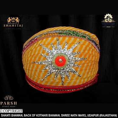 S H A H I T A J Traditional Rajasthani Cotton Mewadi Pagdi or Turban Multi-Colored for Kids and Adults (MT64)-ST143_23andHalf