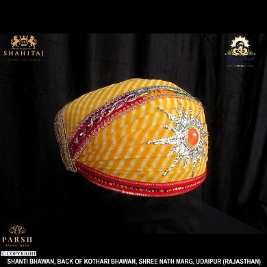 S H A H I T A J Traditional Rajasthani Cotton Mewadi Pagdi or Turban Multi-Colored for Kids and Adults (MT64)-18-3