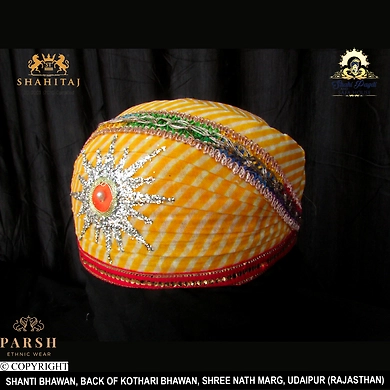 S H A H I T A J Traditional Rajasthani Cotton Mewadi Pagdi or Turban Multi-Colored for Kids and Adults (MT64)-18-4