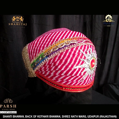 S H A H I T A J Traditional Rajasthani Cotton Mewadi Pagdi or Turban Multi-Colored for Kids and Adults (MT66)-18-4