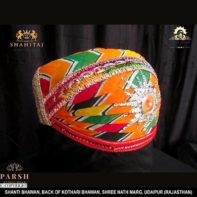 S H A H I T A J Traditional Rajasthani Cotton Mewadi Pagdi or Turban Multi-Colored for Kids and Adults (MT67)-18-4