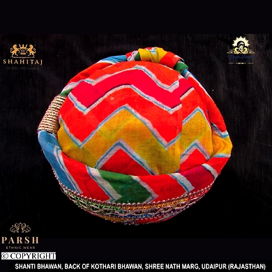 S H A H I T A J Traditional Rajasthani Cotton Mewadi Pagdi or Turban Multi-Colored for Kids and Adults (MT68)-18-3