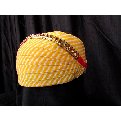 S H A H I T A J Traditional Rajasthani Cotton Mewadi Pagdi or Turban with Pachewadi Multi-Colored for Kids and Adults (MT75)-18-3
