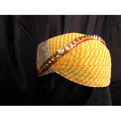 S H A H I T A J Traditional Rajasthani Cotton Mewadi Pagdi or Turban with Pachewadi Multi-Colored for Kids and Adults (MT75)-18-4