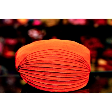 S H A H I T A J Traditional Rajasthani Orange Cotton Mewadi Pagdi Safa or Turban for Kids and Adults (MT100)-ST178_21andHalf