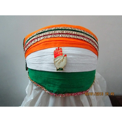 S H A H I T A J Traditional Rajasthani Cotton Mewadi Tricolor or Tiranga Pagdi or Turban Multi-Colored for Kids and Adults (MT141)-ST219_19andHalf