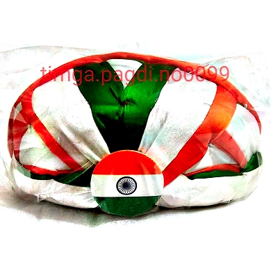 S H A H I T A J Traditional Rajasthani Faux Silk Tricolor or Tiranga Jaipuri Gol Pagdi Safa or Turban Multi-Colored for Kids and Adults (RT143)-ST221_23