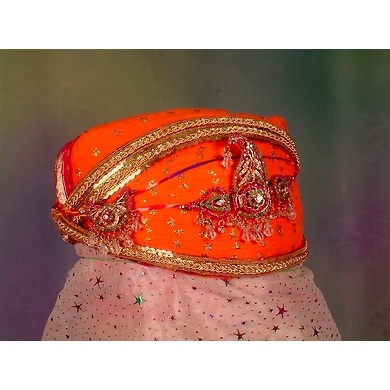 S H A H I T A J Traditional Rajasthani Cotton Wedding Pagdi or Turban Multi-Colored for Groom or Dulha (MT145)-ST224_22andHalf