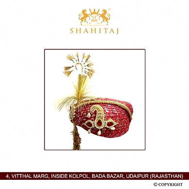 S H A H I T A J Traditional Rajasthani Cotton Wedding Pagdi or Turban Multi-Colored for Groom or Dulha (MT147)-ST226_22andHalf