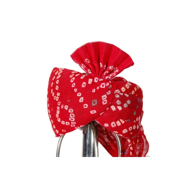 S H A H I T A J Traditional Rajasthani Cotton Red Bandhej Wedding Barati Udaipuri Pagdi Safa or Turban for Kids and Adults (RT151)-ST231_23
