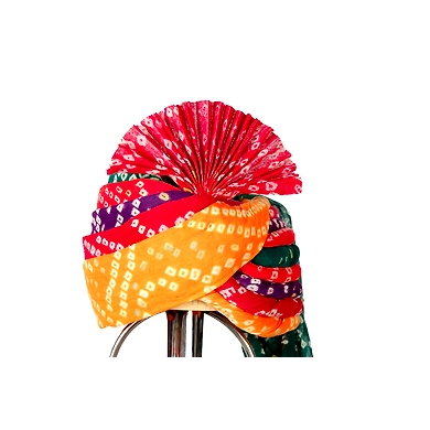S H A H I T A J Traditional Rajasthani Cotton Multi-Colored Bandhej Wedding Barati Jodhpuri Pagdi Safa or Turban for Kids and Adults (RT152)-ST232_22andHalf