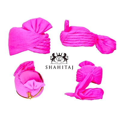 S H A H I T A J Traditional Rajasthani Cotton Pink Wedding Barati Pagdi Safa or Turban for Kids and Adults (RT155)-ST235_20