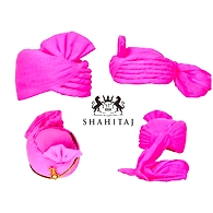 S H A H I T A J Traditional Rajasthani Cotton Pink Wedding Barati Pagdi Safa or Turban for Kids and Adults (RT155)