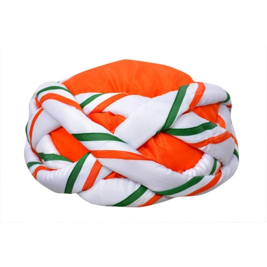 S H A H I T A J Traditional Rajasthani Faux Silk Tricolor or Tiranga Vantma Pagdi Safa or Turban Multi-Colored for Kids and Adults (RT136)-ST214_23andHalf