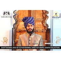S H A H I T A J Traditional Rajasthani Wedding Barati Blue Cotton Lehariya Udaipuri & Rajputi Pagdi Safa or Turban for Kids and Adults (CT168)