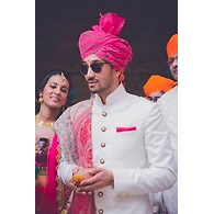 S H A H I T A J Traditional Rajasthani Wedding Barati Rani Pink or Magenta Lehariya Cotton Udaipuri & Rajputi Pagdi Safa or Turban for Kids and Adults (CT169)