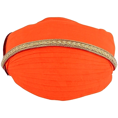 S H A H I T A J Traditional Rajasthani Cotton Mewadi Orange Pagdi or Turban for Kids and Adults (MT86)-ST164_19andHalf